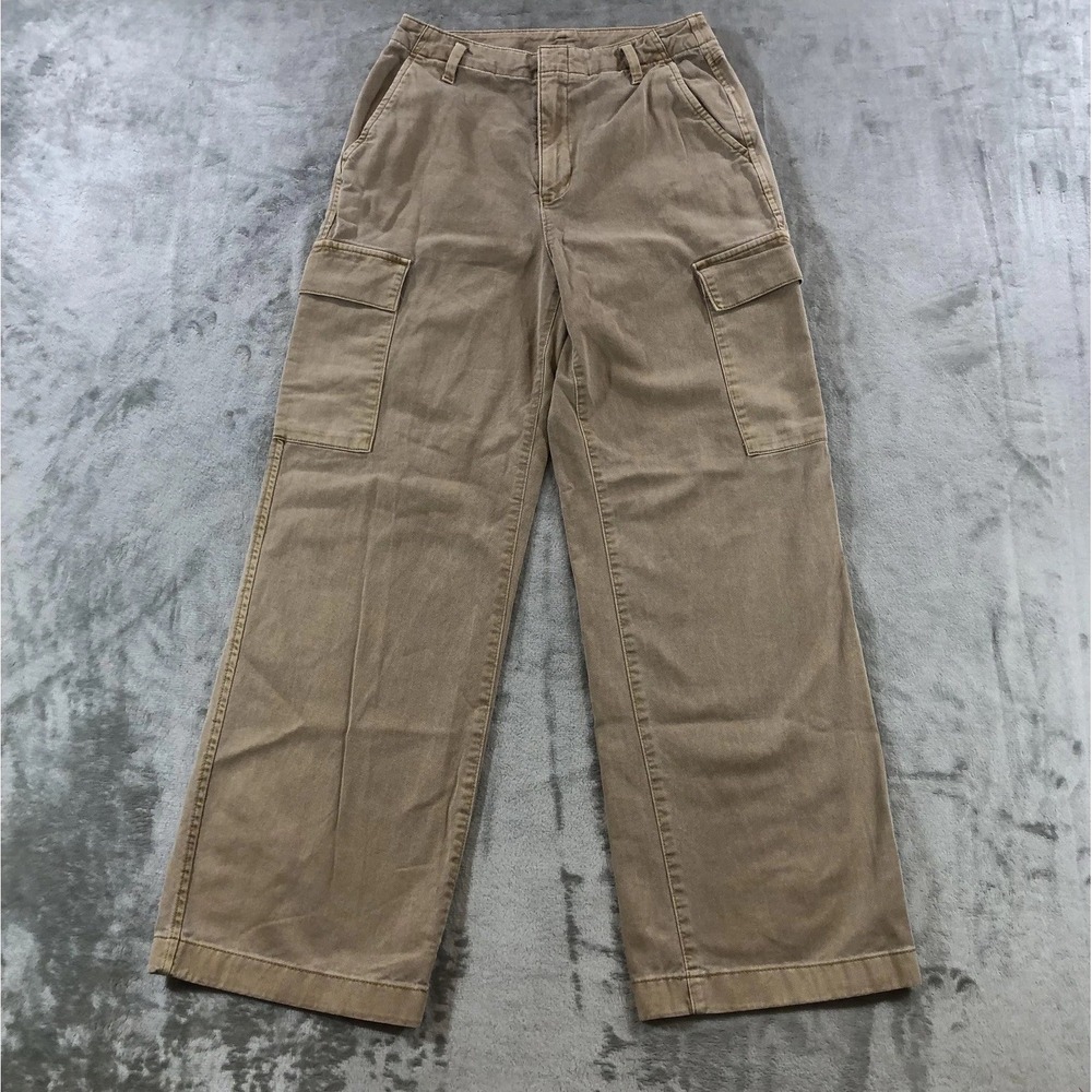 Gap Pants Womens 2 Beige Cargo Straight Leg Twill Utility Relaxed Workwear